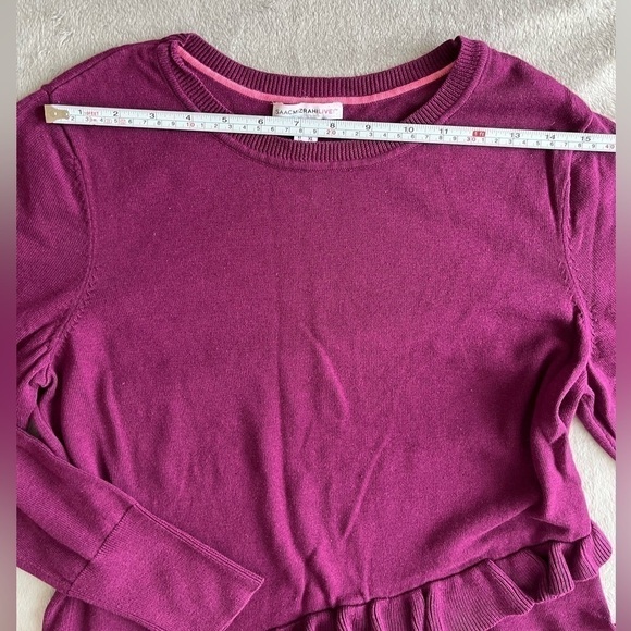 ISAAC Mizrahi Live Purple Ruffle  Sweater Women's size L - Picture 3 of 10